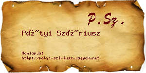Pétyi Szíriusz névjegykártya